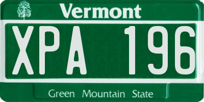 VT license plate XPA196