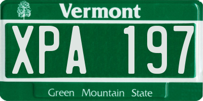 VT license plate XPA197
