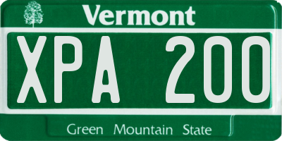 VT license plate XPA200