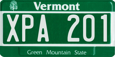 VT license plate XPA201