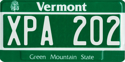 VT license plate XPA202