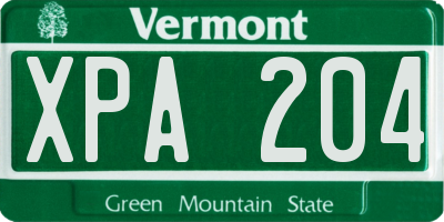 VT license plate XPA204