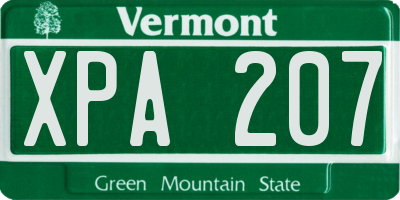 VT license plate XPA207