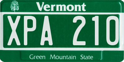 VT license plate XPA210