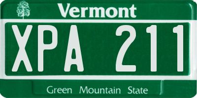 VT license plate XPA211