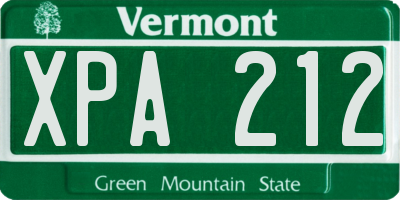 VT license plate XPA212