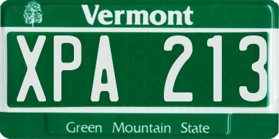VT license plate XPA213