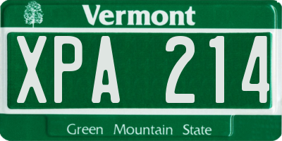 VT license plate XPA214