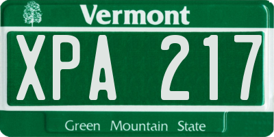 VT license plate XPA217