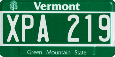 VT license plate XPA219