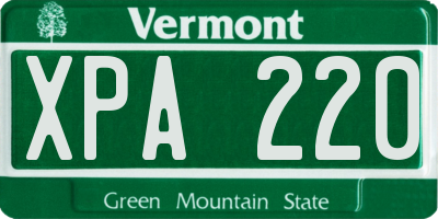 VT license plate XPA220