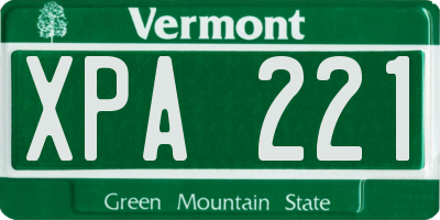 VT license plate XPA221