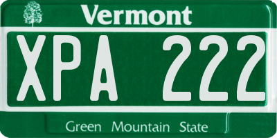 VT license plate XPA222