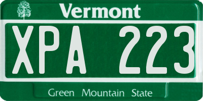 VT license plate XPA223