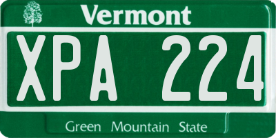 VT license plate XPA224
