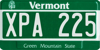 VT license plate XPA225