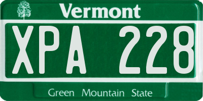 VT license plate XPA228