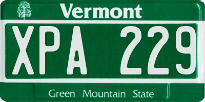 VT license plate XPA229