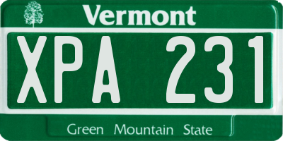 VT license plate XPA231