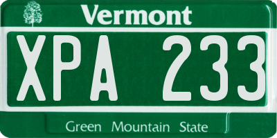 VT license plate XPA233
