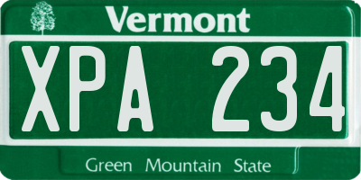VT license plate XPA234