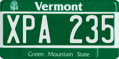 VT license plate XPA235