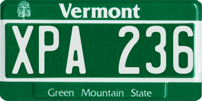 VT license plate XPA236