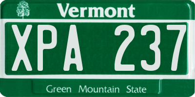 VT license plate XPA237