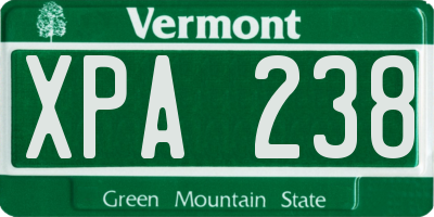 VT license plate XPA238