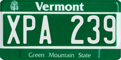 VT license plate XPA239