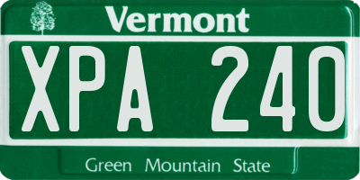VT license plate XPA240