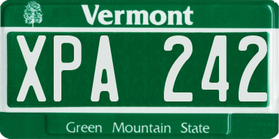 VT license plate XPA242