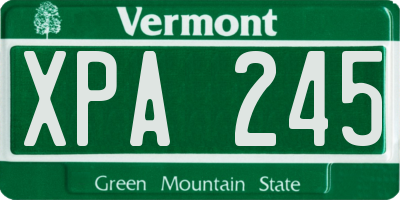 VT license plate XPA245