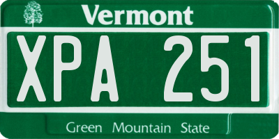 VT license plate XPA251