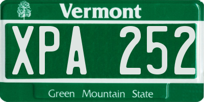 VT license plate XPA252