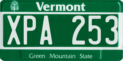 VT license plate XPA253