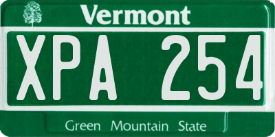 VT license plate XPA254