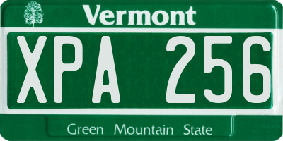 VT license plate XPA256