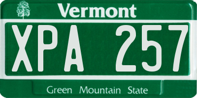 VT license plate XPA257
