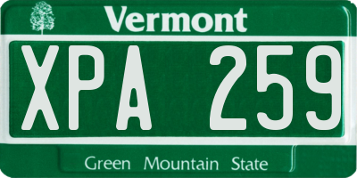 VT license plate XPA259
