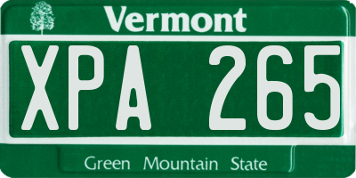 VT license plate XPA265