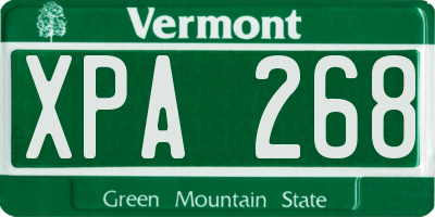 VT license plate XPA268
