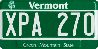 VT license plate XPA270