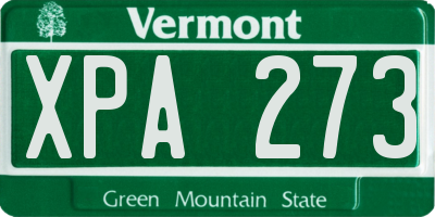 VT license plate XPA273
