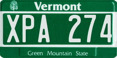 VT license plate XPA274