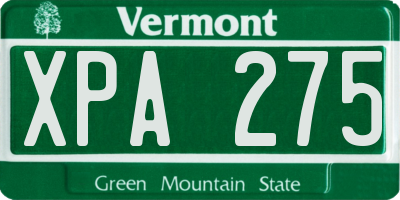 VT license plate XPA275