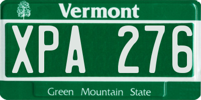 VT license plate XPA276