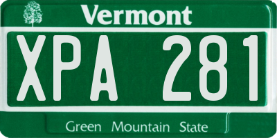VT license plate XPA281
