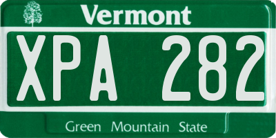 VT license plate XPA282