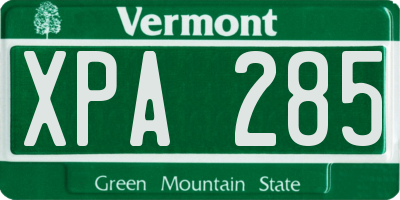 VT license plate XPA285